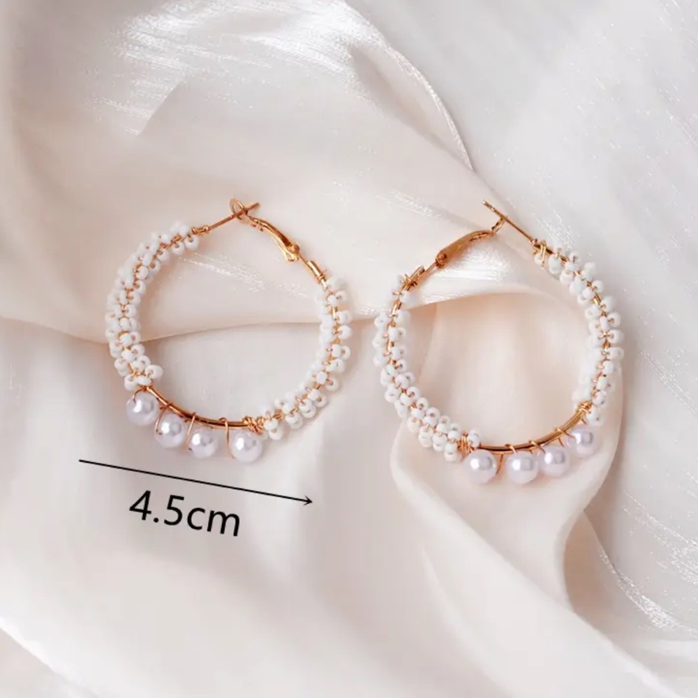 Pearl Gold Filled Hoop Earrings